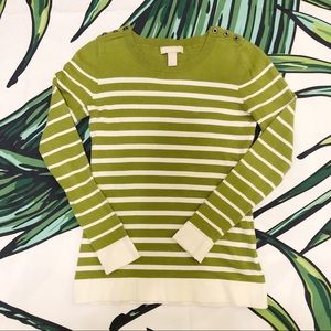 BANANA REPUBLIC Green & White Striped Sweater